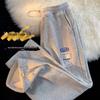 Calça de Moletom Estilo Coreano Masculina Outono e Inverno Solta Reta Perna Larga Calça Estilo Coreano Fashionável Cordão na Barra Casual Esportiva