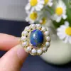 Anillo de ópalo natural con incrustaciones de plata s925, aretes y colgante con adornos de perlas, diseño vintage exquisito