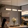Lámpara de araña minimalista italiana para restaurante con atenuación táctil, sensación de lujo ligero y alta gama, lámpara de mesa larga de vidrio artístico para sala de té, mesa de isla, comedor