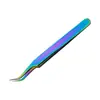 Pinça Reta de Alta Precisão 1,5mm Espelho Colorido Pinça de Força Curva Pinça para Cílios Postiços Mestre da Beleza de Cílios Pinça Golfinho Florido Pinça para Aplicação de Cílios