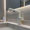 Grifo de Lavabo Extraíble de Cobre Puro en Blanco Leche para Agua Caliente y Fría, Grifo de Lavabo de Baño Ajustable para el Hogar en Gris Gunmetal