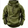 Moletom Novo Estilo Americano Outono e Inverno para Homens, Cor Sólida Europeu e Americano Retrô Solto com Capuz Forrado com Fleece Jaqueta com Zíper