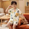 Pijama de Verano para Niños, Algodón Nube, Cárdigan Infantil Talla Mediana y Grande, Shorts de Manga Corta, Ropa para Casa, Set de Dibujos Animados Elegante