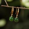One Deer Silver S925 Sterling Silver Banhado a Ouro Natural Jasper Brincos Vintage Simples Rodada Bead Mulheres Brincos Brincos Brincos Brincos Gancho