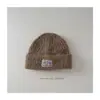 Estilo Coreano Estilo Ins Sombrero de Lana de Color Liso para Niños Gorro de Punto con Aros para Niños y Niñas Sombrero de Lana Tejido con Protección para las Orejas