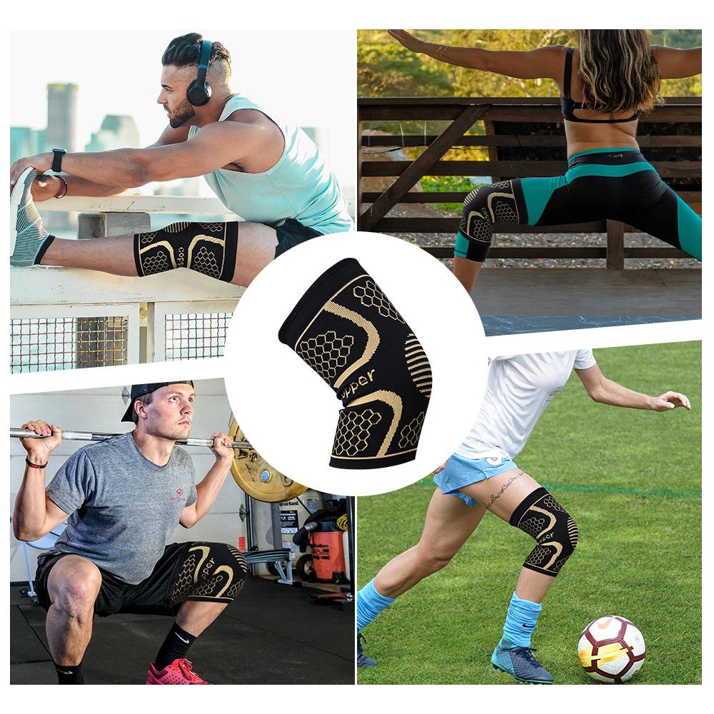 针织copper针织铜离子铜纤维定做运动护膝篮球跑步针织加压透气护腿套四面弹防滑尼龙护膝