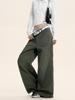 Pantalones de Trabajo Yongfang Americano Retro para Hombre y Mujer con Diseño Plisado Tridimensional, Pantalones Holgados Casuales de Moda con Caída y Pierna Recta