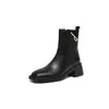 Botines gruesos de punta cuadrada para mujer, nuevo estilo otoño e invierno, botas de montar con cremallera y tacón grueso de 5 cm, botas de moda versátiles y elegantes para otoño e invierno