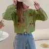 Suéter Dulce de Cereza Estilo Nuevo Primavera y Otoño 2026 para Mujer, Cárdigan Corto de Punto Holgado Estilo Coreano, Popular en Europa y América