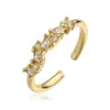Anel Aberto Geométrico Banhado a Ouro 18K Cobre Zircônia Aogu Simples Acessível Luxo Transfronteiriço Anel Versátil Elegante Nicho Feminino
