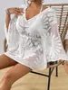 Biquíni de girassol transfronteiriço europeu e americano, novo traje de banho, roupa de proteção solar, cardigã de crochê vazado, sexy