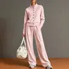 2026 moda feminina europeia e americana transfronteiriça novo conjunto de moletom cardigã de cor sólida com gola alta e calça pantalona para lojas online independentes