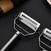 Pelador rallador de doble cabeza multifuncional de acero inoxidable, raspador de cocina para melón y fruta, raspador doméstico