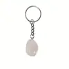 Llavero Colgante Amuleto Piedra Natural Cristal Gema Cruda Llavero de Metal Decoración para Bolsas Venta al por Mayor
