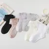 Meias Lisas para Meninas para Primavera, Outono e Verão, Meias Finas de Algodão Puro com Renda Branca, Meias de Princesa para Crianças, Meias Pretas de Dança para Meninas