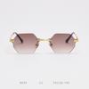 D035 Nuevas Gafas de Sol Retro Doradas Sin Marco de Película Europeas y Americanas para Mujer, Gafas de Sol Personalizadas para Hombre para Fotos de Calle de Celebridades de Internet