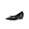 Primer encuentro temporada lino lunares~ Puntera puntiaguda lazo boca poco profunda zapatos de salón para mujer versátiles plata interior realzador zapatos de salón