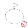 Tobillera Radiante de Plata S925 con Borlas, Joyería para el Pie de Cadena Lisa para Mujeres, Transfronteriza, Simple y Versátil, Venta Directa del Fabricante