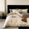 Juego de Cuatro Piezas Jacquard de Color Sólido Oscuro Estilo Retro Lujo Ligero Borde Ribeteado Exquisito Textura de Cama Doble Ropa de Cama para Dormitorio