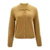 Cárdigan de Punto con Solapa 100% Lana Otoño e Invierno Elegante Ligero Maduro de un Solo Botón Suéter Cómodo Adelgazante para Mujer