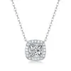 Collar de Plata S925 Cubo de Azúcar Moissanita Cadena Ligera de Lujo para Clavícula Colgante para Mujer Moda y Elegancia En Stock Venta al por Mayor Transfronteriza