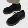 Zapatos Color Caqui para Hombre con Punta Grande, Nuevas Llegadas para Principios de Primavera, Zapatos Derby Retro Americanos de Suela Gruesa que Aumentan la Altura, Botas Martin de Caña Baja de Moda