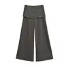 Pantalones de Chándal "Canguro" con Puños Ajustables, Pierna Ancha, Dobladillo Amplio, Estilo Americano, Cintura Alta, Holgados, Color Sólido, Pantalones Largos Casuales para Mujer