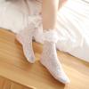 Calcetines Florales de Encaje Lolita, Calcetines Lisos para Niña, Medias Jacquard Estilo Coreano de Caña Media con Adorno de Encaje