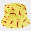 Chapéu de Pescador Reversível com Estampa de Pimenta Novo de Verão para Homens e Mulheres, Chapéu de Sol para Uso Externo com Aba Larga