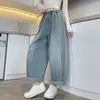 Foto Real de Pantalones Harem de Mezclilla para Mujer Color Sólido 2026 Zanahoria Adelgazantes Ajuste Holgado Otoño Rectos Azul Claro Cropped Estilo Papá