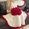 Manta de Flor de Rosa Producto Terminado Regalo para el Festival Qixi Día de San Valentín Chal de Ramo de Flores Tejido a Mano Manta de Punto para Sofá