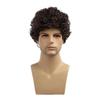 Peluca nueva transfronteriza para hombre, tocado corto, cabello castaño corto y rizado, rollo teddy, seda de alta temperatura, fibra química, fabricantes venta al por mayor