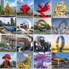 Esculturas de Aço Inoxidável Personalizadas para Características de Paisagem de Parque ao Ar Livre, Ornamentos de Paisagem Abstratos de Metal Espelhado, Personalizado
