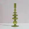 Venta al por mayor, candelabro creativo de vidrio de colores retro, candelabro de lujo para decoración de mesita de noche, vela, accesorios para cenas
