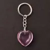 Llavero con colgante de corazón transfronterizo de 30*12 mm, corazón de cristal rosa de piedra natural, accesorio popular para DIY