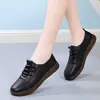 Zapatos Casuales de Cuero para Mamá con Suelas de Goma, Zapatos de Cocina Impermeables y Antideslizantes, Zapatos Planos sin Cordones para Mujer para Todas las Estaciones
