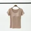 Camiseta de manga corta push-up modal con almohadilla para el pecho BRA-t sin sujetador de media manga con copa de cinco dedos Pijama de puesto Base