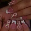 Linha Dourada Europeia e Americana Formato de Amêndoa Unha Postiça Pontiaguda Nail Art Francesinha Branca Listra Dourada Estilo Europeu e Americano Usar Armadura