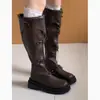Botas largas retro de suela gruesa para mujer, nuevo modelo de otoño 2026, adelgazantes y que aumentan la altura estilo Maillard, adecuadas para combinar con faldas, botas de montar