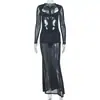 Estilo europeo y americano, ropa de mujer de color liso, con un diseño único, un vestido bodycon moderno y casual con corpiño ajustado, detalles de corte y un vestido largo y lujoso