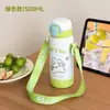 Termo para niños de acero inoxidable 316, alto valor estético, vaso con tapa de pajilla de doble uso, botella de agua portátil de gran capacidad para estudiantes