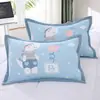 Funda de almohada de algodón puro con botones a presión, una sola pieza, adecuada para almohadas de jardín de infancia y de estudiante, 35* Algodón de gasa para niños