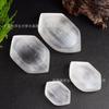 Tazón de yeso transparente marroquí tazón hexagonal largo piedra de cristal natural cóncavo adornos de decoración para sala de estar