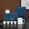 Set de Té de Jade Estilo Chino de Alta Gama Cerámica Una Tetera Cuatro Tazas Evento de Reunión Anual de Empresa Regalo de Negocio