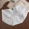 Calzones de algodón con encaje estampado lindos para mujer, cómodo refuerzo 10A antibacteriano 100% algodón, calzones triangulares dulces de niña con moño