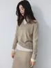 Suéter de Cachemira con Cuello en V Estilo Perezoso para Mujer de Manga Larga Falso Dos Piezas Moda Holgado Adelgazante Tejido Versátil Capa Base