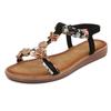 Sandalias Planas de Madera con Hebilla Abiertas de Verano Bohemio Transfronterizas para Mujer Talla Grande 5106 - Florales Casual Versátiles