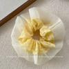Nuevo Scrunchie Dulce de Malla Color Crema Estilo Coreano para Niñas, Lazo para el Cabello Versátil a Cuadros de Alta Elasticidad para Moño