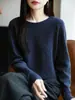 Nuevo Suéter para Mujer Holgado de Cuello Redondo de Manga Larga Suéter Exterior Casual de Punto Suéter Básico Retorcido
