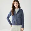 Cárdigan de Cachemir con Cremallera para Mujer, Ropa de Punto con Capucha, Abrigo de Color Sólido, Estilo Perezoso Simple, Chaqueta Suéter Nueva